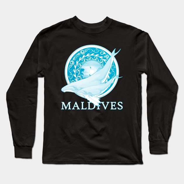 Maldives Republic Humpback Whales Long Sleeve T-Shirt by NicGrayTees